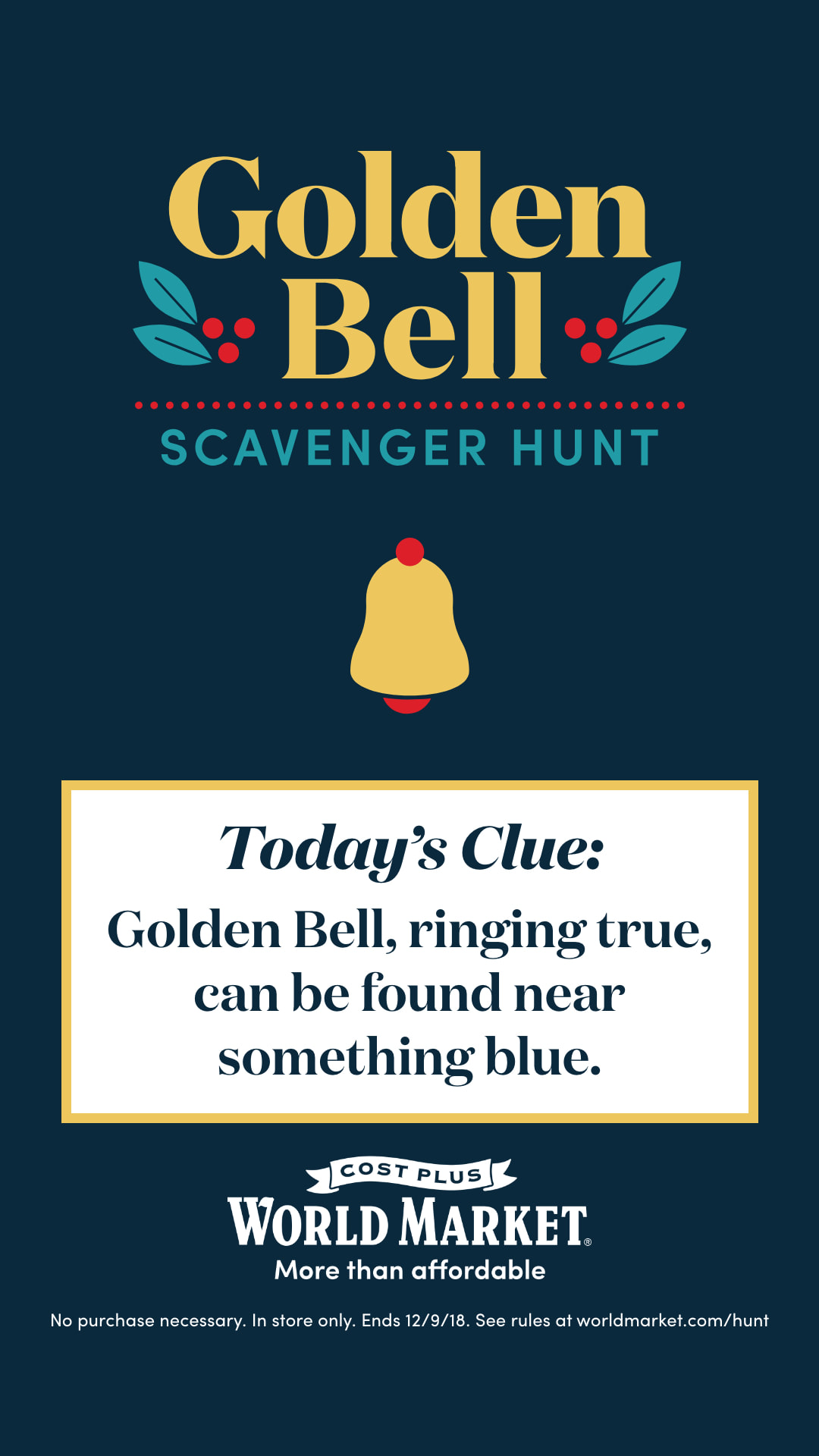 Cost Plus World Market's Golden Bell scavenger hunt 2018