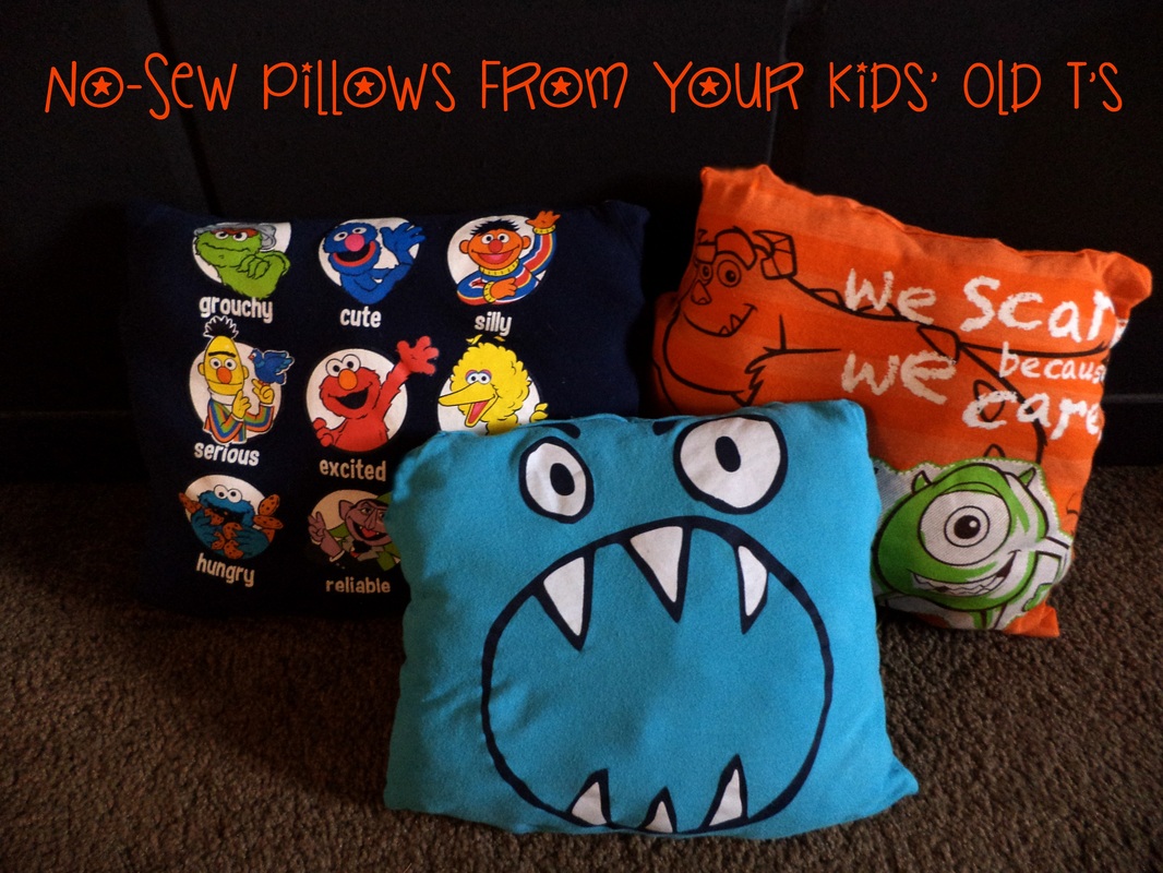 No-Sew Pillows from your Kids' Old T Shirts