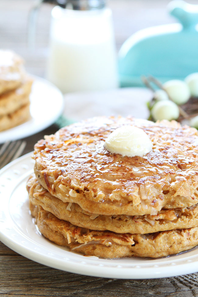 Toasted Coconut Pancakes from: Two Peas in Their Pod