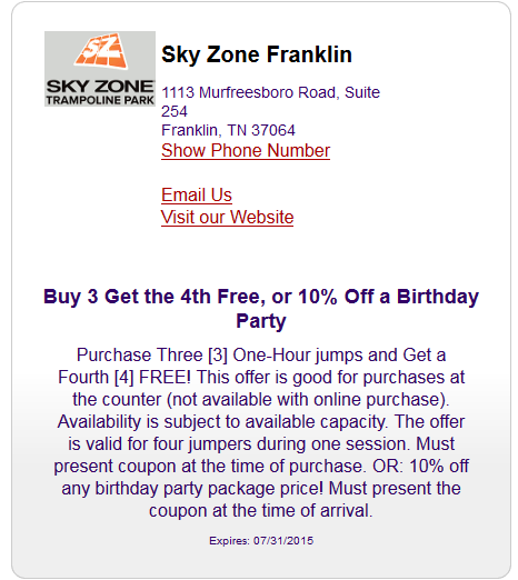 Sky Zone coupon 